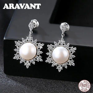 Freshwater Pearl 925 Silver Stud Earrings Wedding Jewelry
