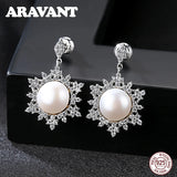 Freshwater Pearl 925 Silver Stud Earrings Wedding Jewelry