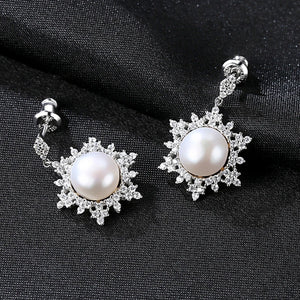 Freshwater Pearl 925 Silver Stud Earrings Wedding Jewelry