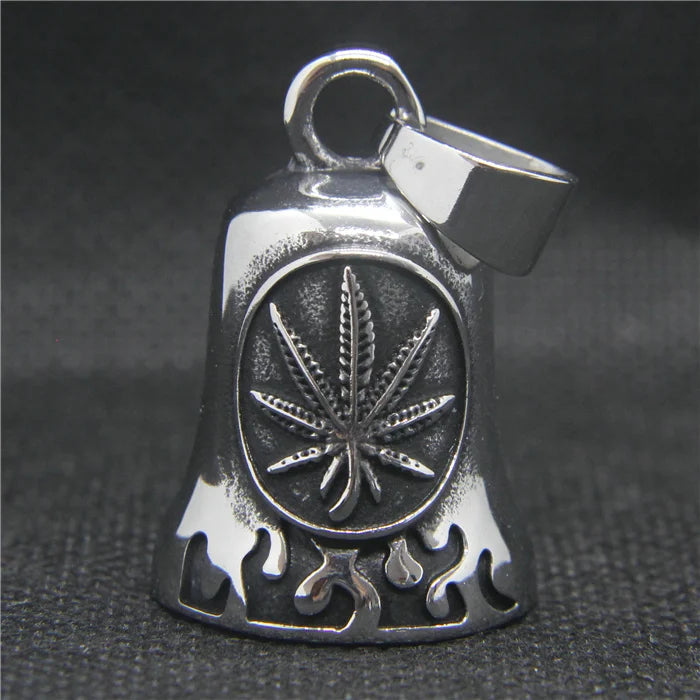 Flaming Leaf Bell Pendant 316 Stainless Steel Flames Bell Style Necklace