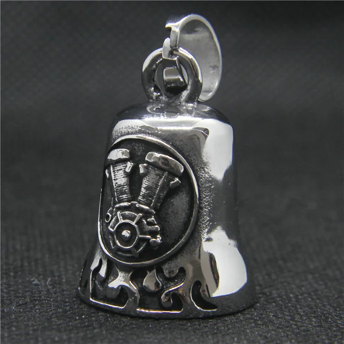 Motor Biker Engine Bell Pendant 316 Stainless Steel