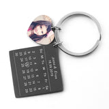 Custom Engrave Photo Name Calendar Keychain with Heart Keyring