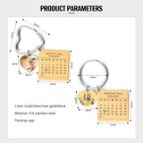 Custom Engrave Photo Name Calendar Keychain with Heart Keyring