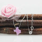 Pink Opal Texas Pendant 925 Silver Wedding Chain Necklace