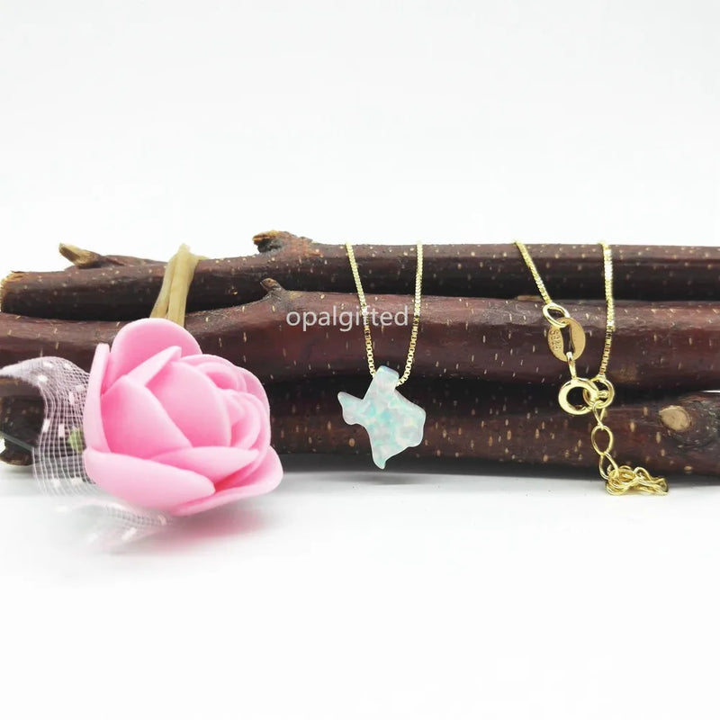 Pink Opal Texas Pendant 925 Silver Wedding Chain Necklace