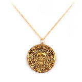 Pirate Skull Round Pendant Necklace Men's Necklace Metal Sweater Chain