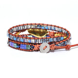 Colorful Crystal Charm 3 Strands Wrap Bracelets Boho Leather Bracelet