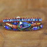 Colorful Crystal Charm 3 Strands Wrap Bracelets Boho Leather Bracelet