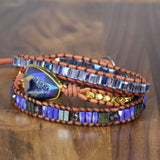 Colorful Crystal Charm 3 Strands Wrap Bracelets Boho Leather Bracelet