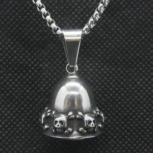 Skull Bell Pendant Stainless Steel Demon Mens Pendant