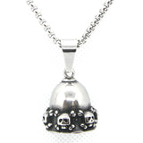 Skull Bell Pendant Stainless Steel Demon Mens Pendant
