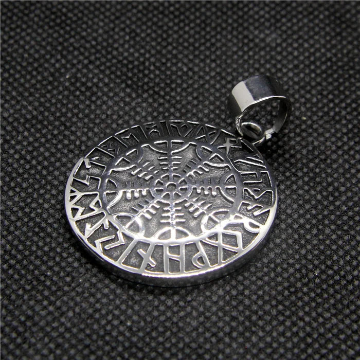 Vintage Round Pendant Stainless Steel Mens Pendant