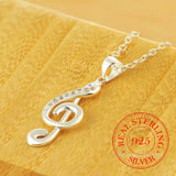 Music Rhythm Pendant Necklace 925 Silver Jewelry for Women