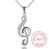 Music Rhythm Pendant Necklace 925 Silver Jewelry for Women