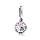 Pre-Autumn Silver Pendant Fresh flowers Charm Bracelet for Women