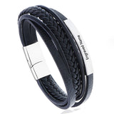 Stylish Multi-layer Leather Stainless Steel Men's Bracelet