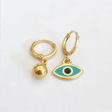 Punk Style Eye Pendant Earrings Asymmetric Copper Plating Gold-color oorbellen