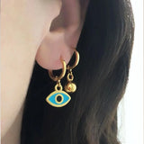 Punk Style Eye Pendant Earrings Asymmetric Copper Plating Gold-color oorbellen