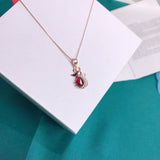Rat Year Snake Chain Choker Pendant Necklace in S925 Sterling Silver