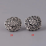 Vintage Thai Silver Matte Chinese Knot Ruyi Button Accessories