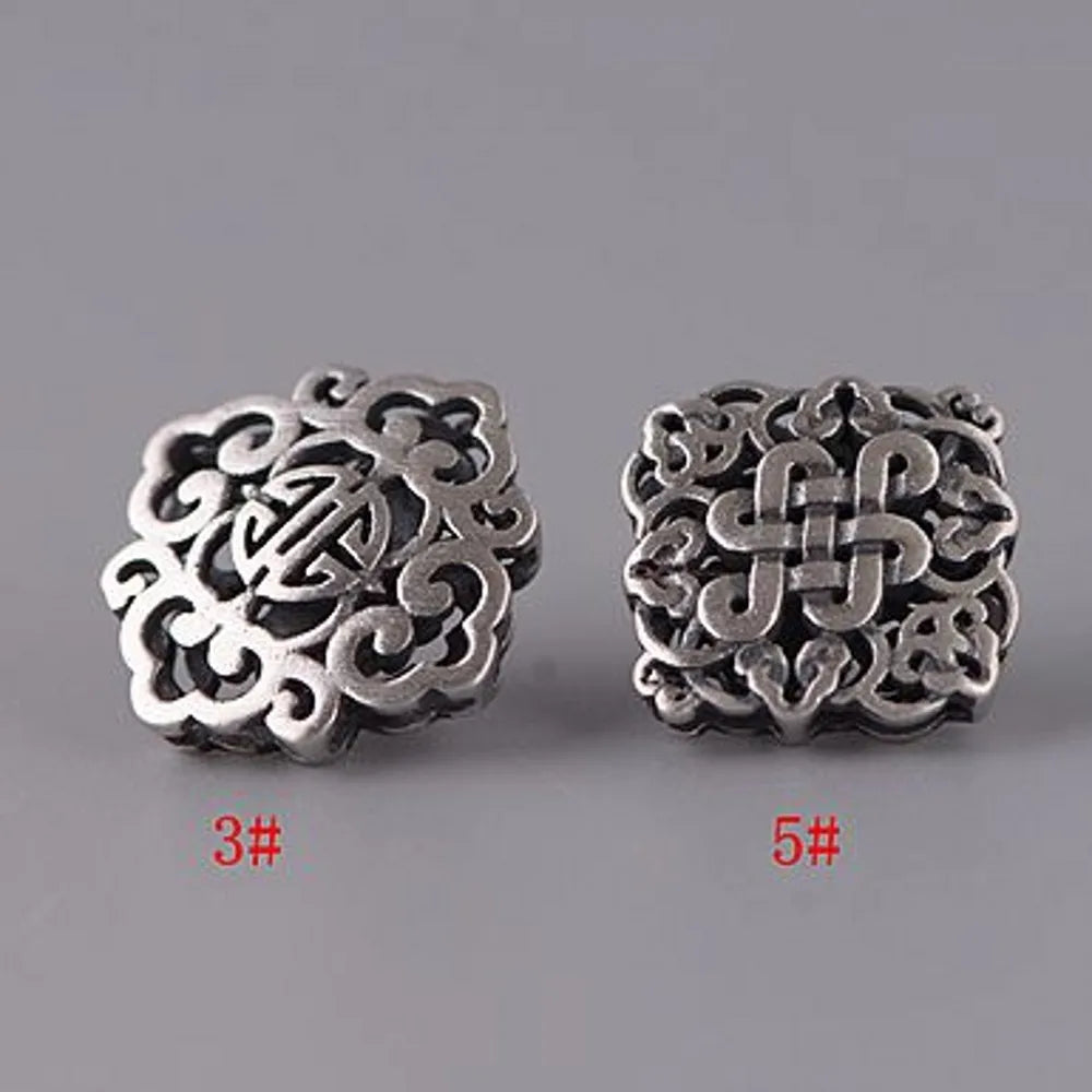 Vintage Thai Silver Matte Chinese Knot Ruyi Button Accessories