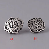 Vintage Thai Silver Matte Chinese Knot Ruyi Button Accessories