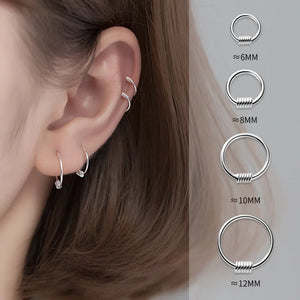 S925 Small Hoop Earrings Gothic Punk Circle Twist Earring Minimalist Jewelry