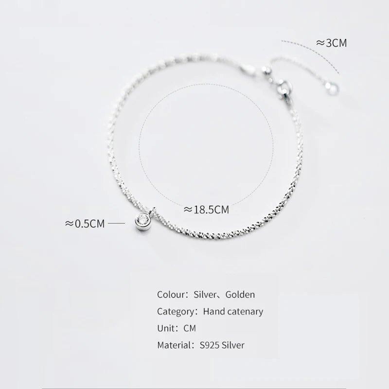 925 Silver Chain Link CZ Bracelet for Women Girls