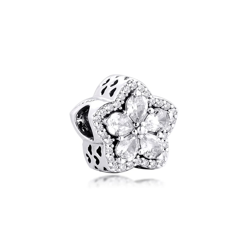 Sparkling Snowflake Charm Real Silver S925 Beads Pendant