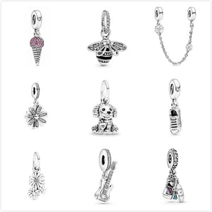 Spring Collections Heart Silver Plated Charms Bead for Women DIY Jewelry