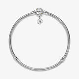 925 Sterling Silver Bracelet Snake Chain Daisy Flower Clasp Women Gift