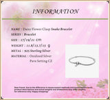 925 Sterling Silver Bracelet Snake Chain Daisy Flower Clasp Women Gift
