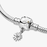 925 Silver Bracelet Barrel Clasp Daisy Flower Snake Chain Women Jewelry
