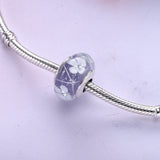 925 Sterling Silver Purple Field of Flowers Glass Charms Bead