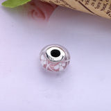 925 Sterling Silver Purple Field of Flowers Glass Charms Bead