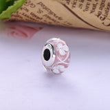 925 Sterling Silver Purple Field of Flowers Glass Charms Bead