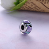 925 Silver Starry Sky Glass Charm Bead Fits Bracelet Clear CZ DIY Jewelry