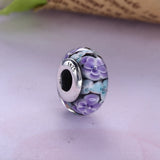 925 Silver Starry Sky Glass Charm Bead Fits Bracelet Clear CZ DIY Jewelry