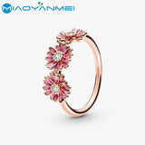 925 Sterling Silver Pave Daisy Flower Dragonfly Open Rings