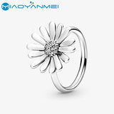 925 Sterling Silver Pave Daisy Flower Dragonfly Open Rings