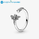 925 Sterling Silver Pave Daisy Flower Dragonfly Open Rings