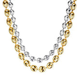 Coffee Bean Shape Stainless Steel Necklace Men Women Choker Jewelry
