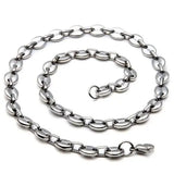 Coffee Bean Shape Stainless Steel Necklace Men Women Choker Jewelry