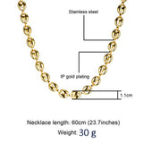 Coffee Bean Shape Stainless Steel Necklace Men Women Choker Jewelry