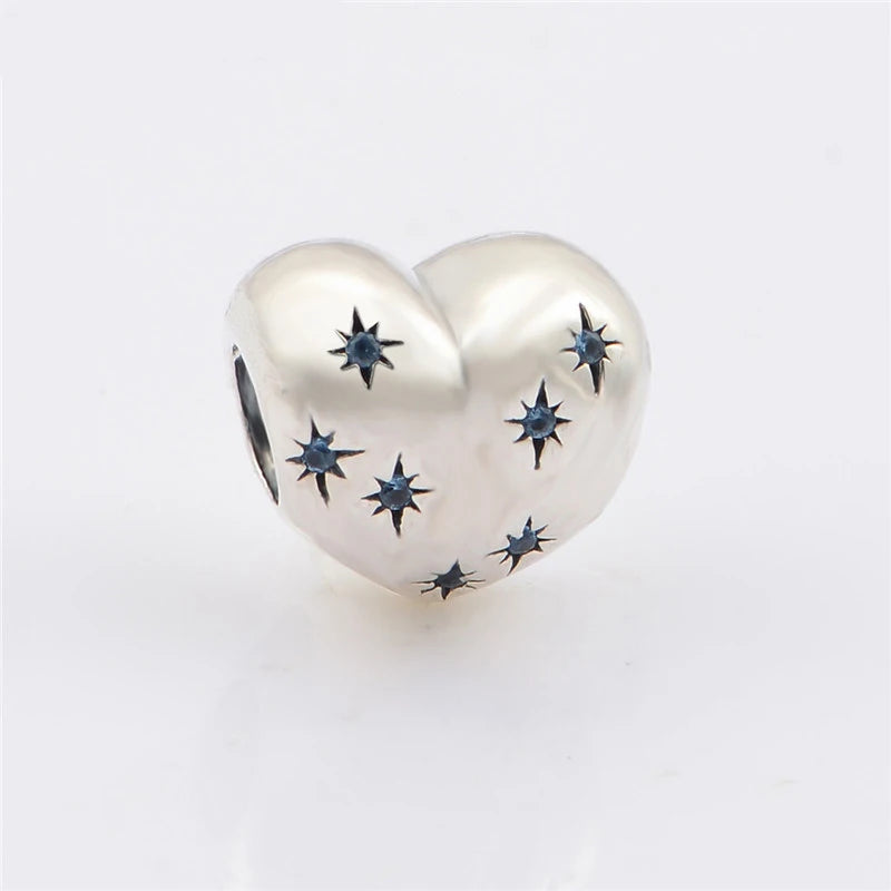 Star Heart Beads for Charms Bracelets Silver 925 Jewelry DIY Pave Stones