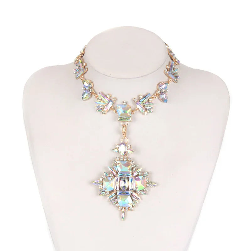 Geometric Crystal Choker Necklace for Women
