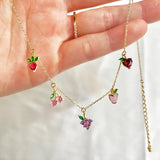 18k Plated Fruits Charm Choker Necklaces For Women