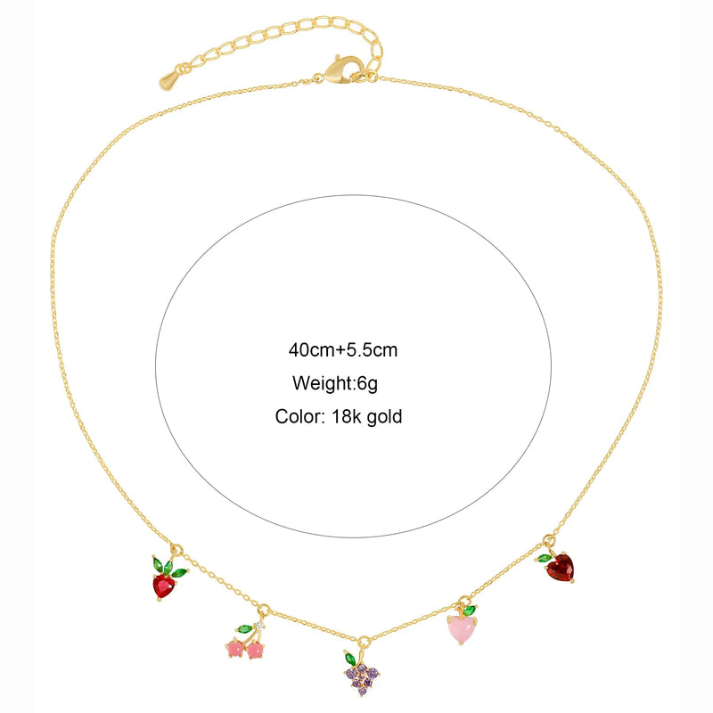18k Plated Fruits Charm Choker Necklaces For Women