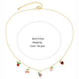 18k Plated Fruits Charm Choker Necklaces For Women