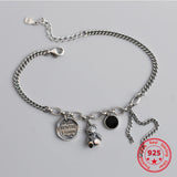925 Silver Bracelet Retro Bear Tag Wild Fashionable Hand Jewelry